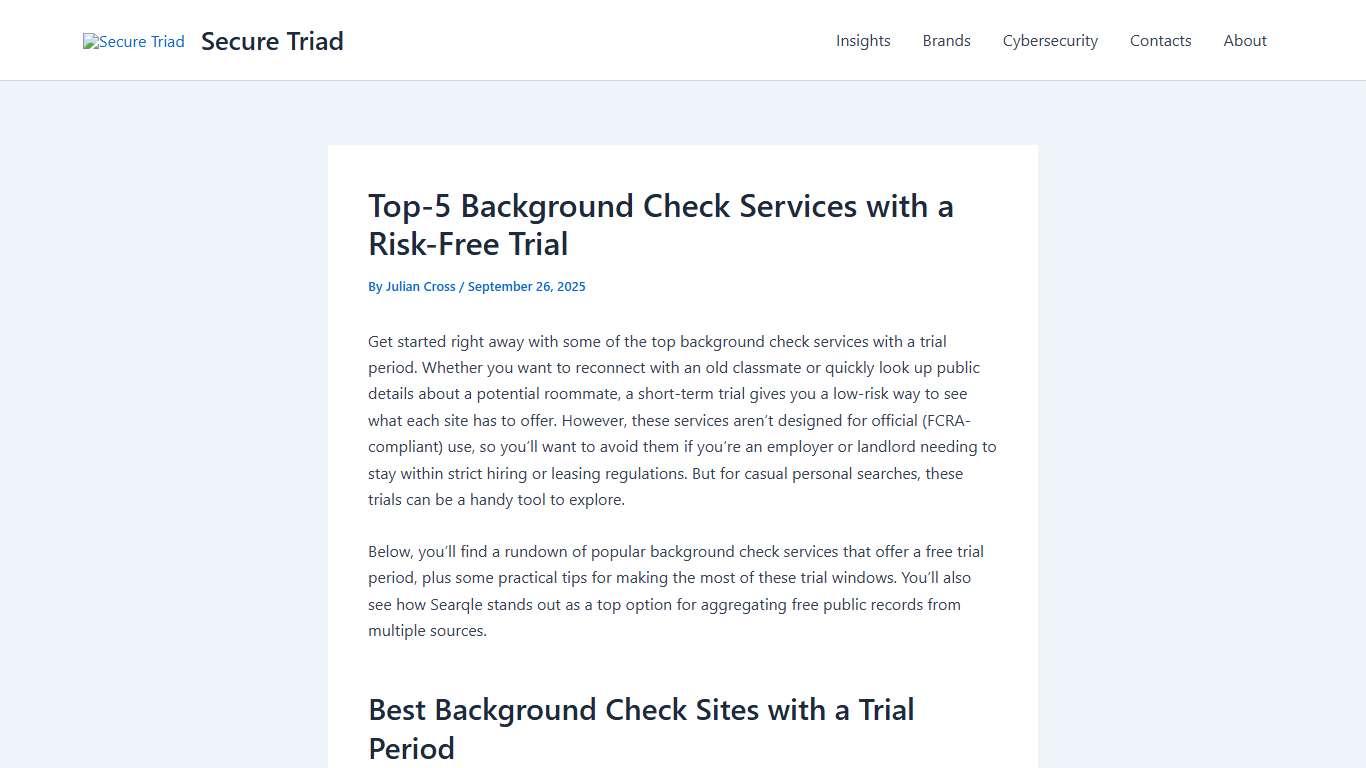 Top Background Check Services With a Trial Period | Secure Triad