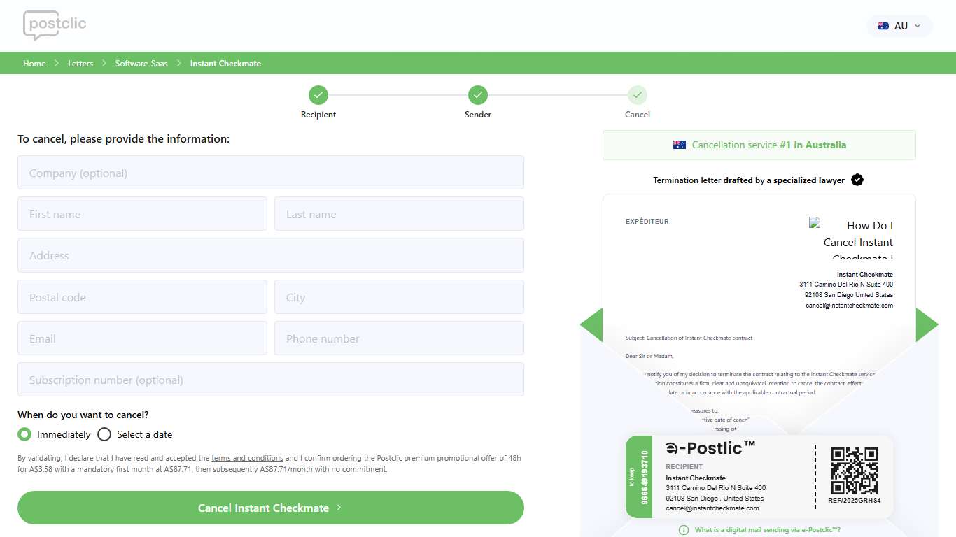 How Do I Cancel Instant Checkmate | Postclic